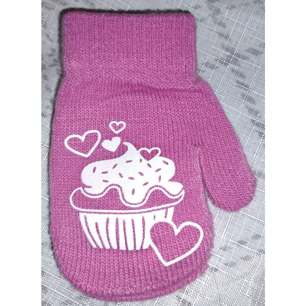 girls pink and white cupcake one size toddler mittens